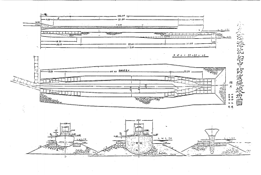 駆逐艦汐風の沈船防波堤図面
中防波堤竣工図